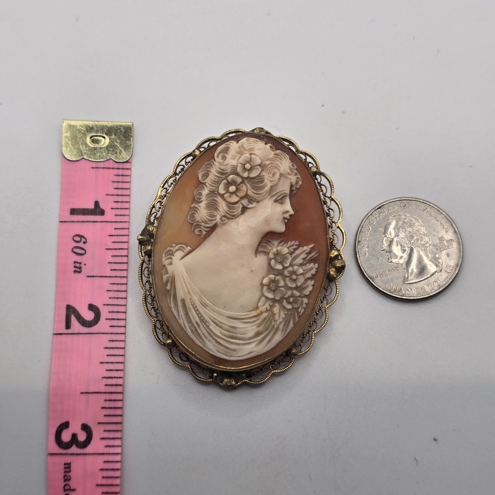 Vintage Cameo Brooch with Gold Filled Accents - Picture 5 of 5